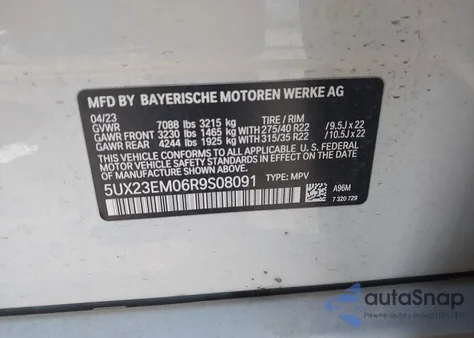 2024 BMW X7 xDrive40I from USA, damaged, VIN 5UX23EM06R9S08091